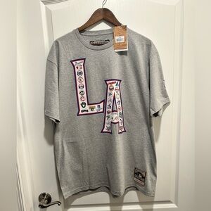 Mitchell & Ness Men's LA Allover Print T-Shirt Cooperstown Collection, Gray